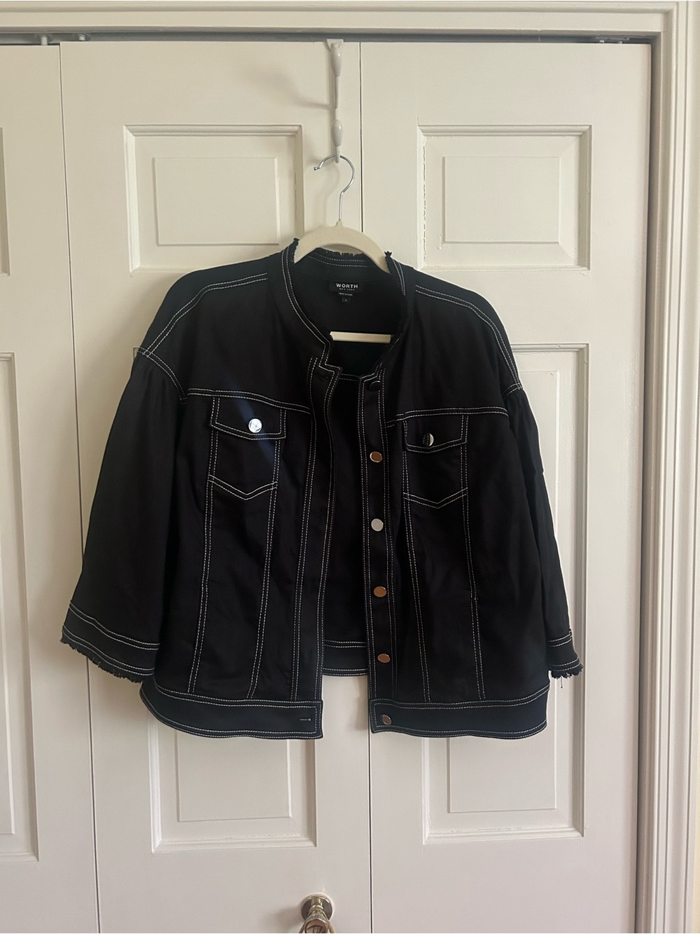 Worth Black Jacket with White Contrast Stitching